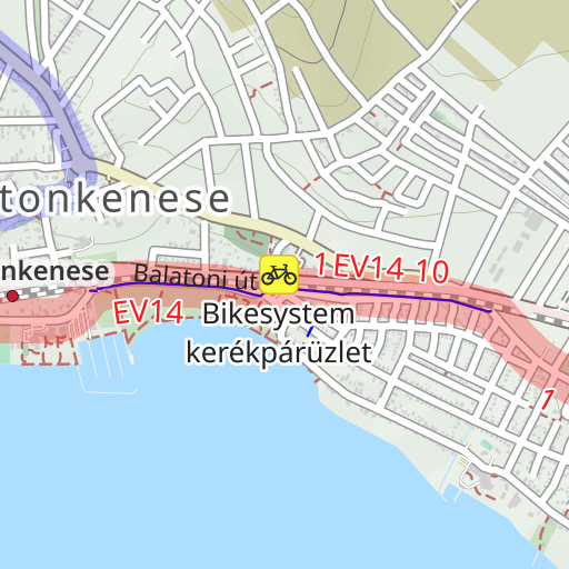 balatonkenese térkép Balatonkenese Magyarország kerékpárút térkép
